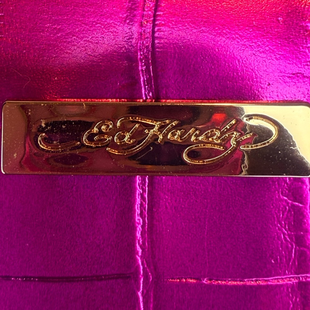 🌷SOLD🌷ED HARDY CROCODILE EMBOSSED PINK BAG - Picture 14 of 14